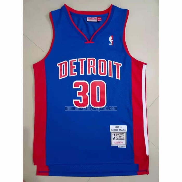 Camiseta Detroit Pistons Rasheed Wallace NO 30 Mitchell & Ness 2003-04 Azul